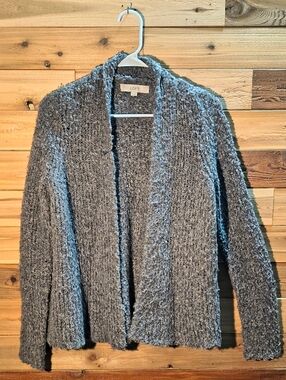 Textured Open-Front Cardigan By Loft - Size S - Charcoal Gray Color